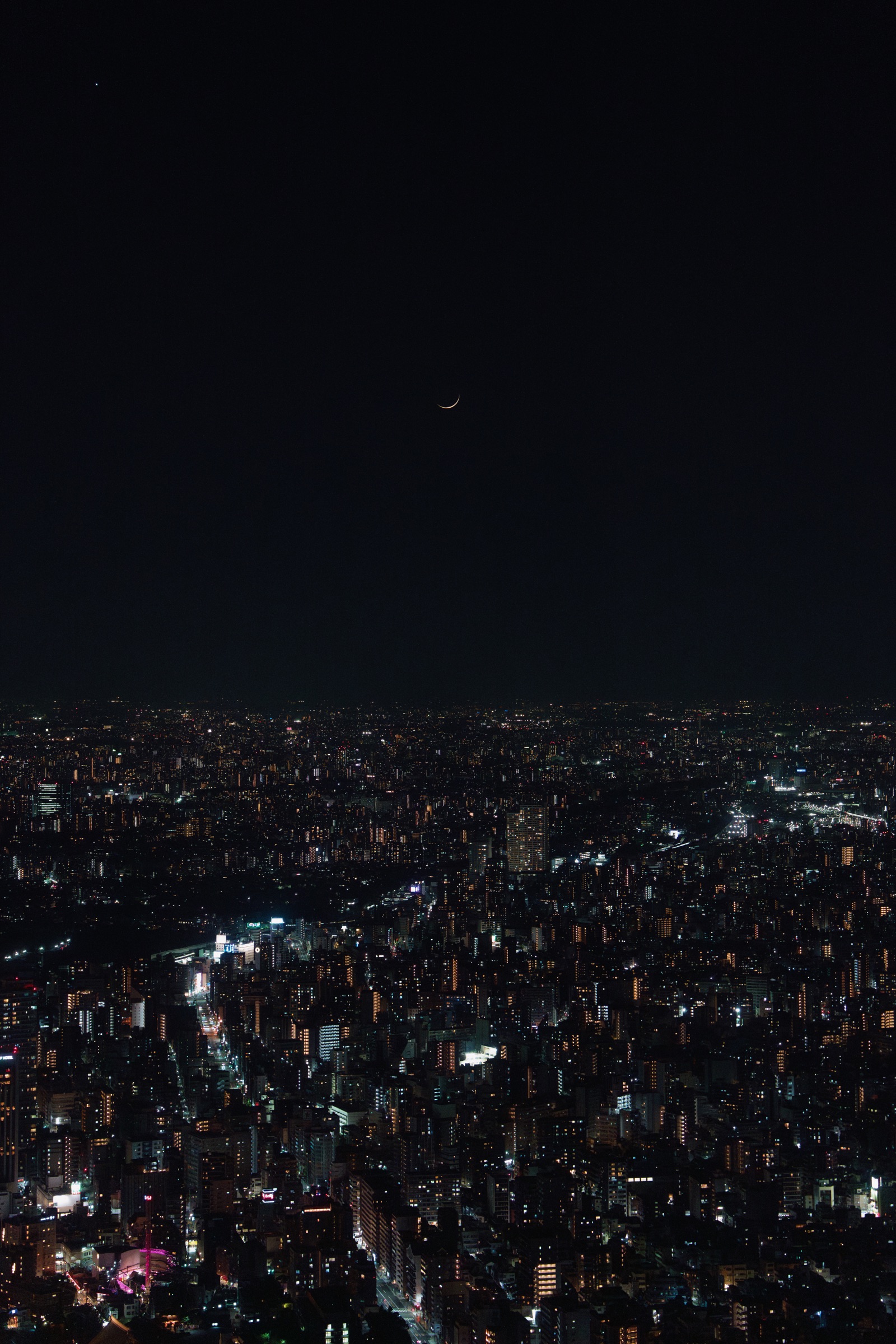 Tokyo city lights stretching into the night